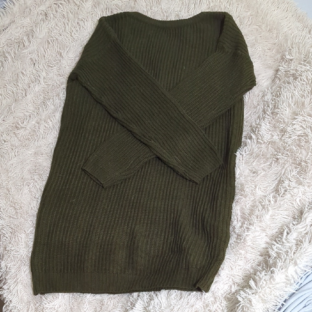 Olive Green Women's Sweater Dress